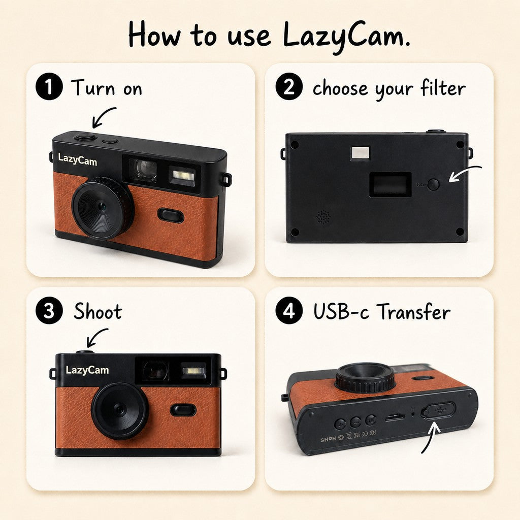 LazyCam Screen-Free Retro Camera